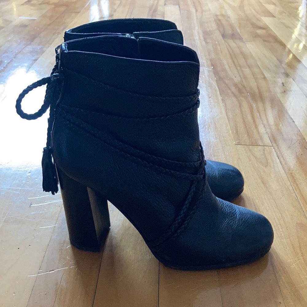 Vince Camuto Black Leather Heeled Booties